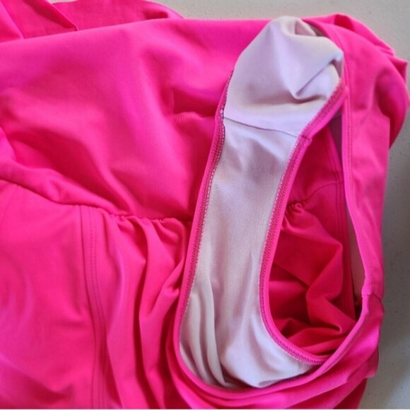 Shein Pink Off Shoulder One Piece Swimsuit Tummy Control Bathing Suit Ruffle 1X - Picture 8 of 9